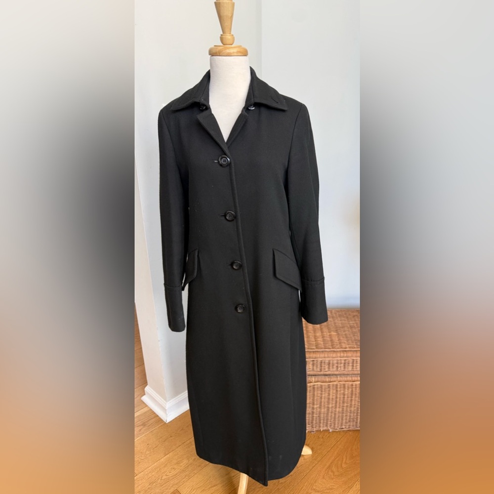 Express Black Long Coat Tailored Button Front Wool Blend Women’s 9/10